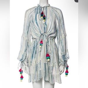 Hemant & Nandita Boho Chic Tassel Dress Kaftan embroidered mini striped Tunic